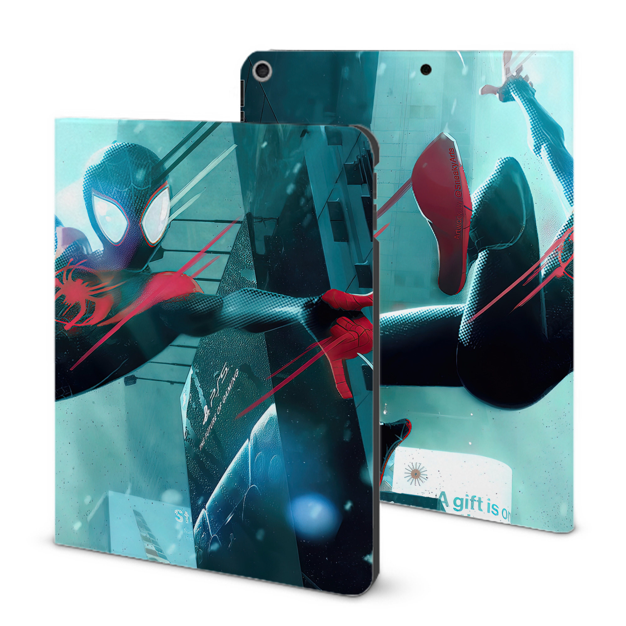 （画像用） Spider Man スパイダーマン IPad ケース ブック型 PUレザー TPU 耐衝撃 軽量 薄型 ペン収納なし 全面保護 IPad 各モデル対応